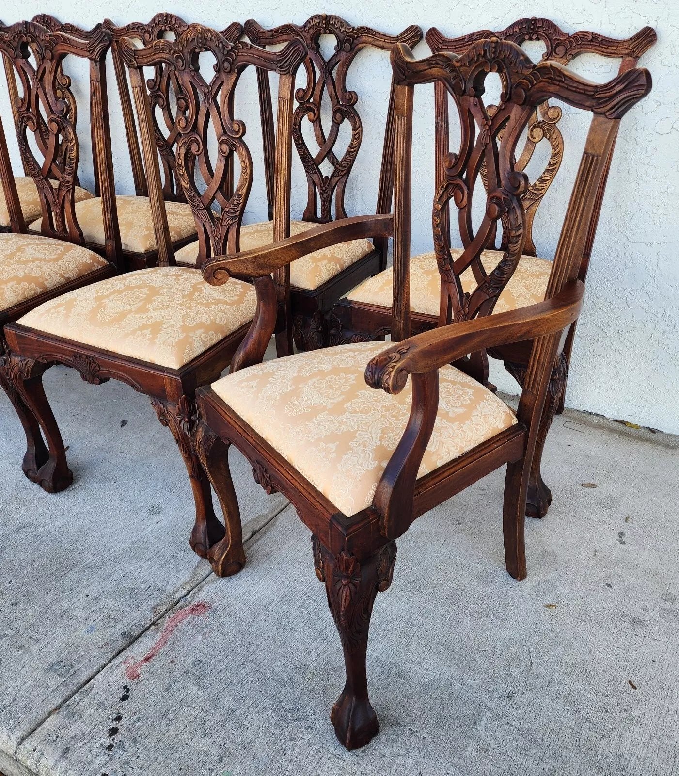 Antique Chippendale Dining Chairs Set of 8