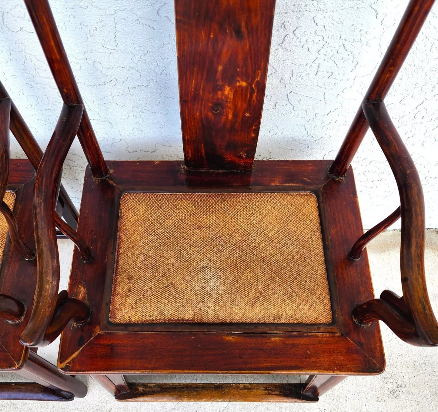 Antique 1850 Chinese Ju Mu Hat Armchairs with Authentication Pair
