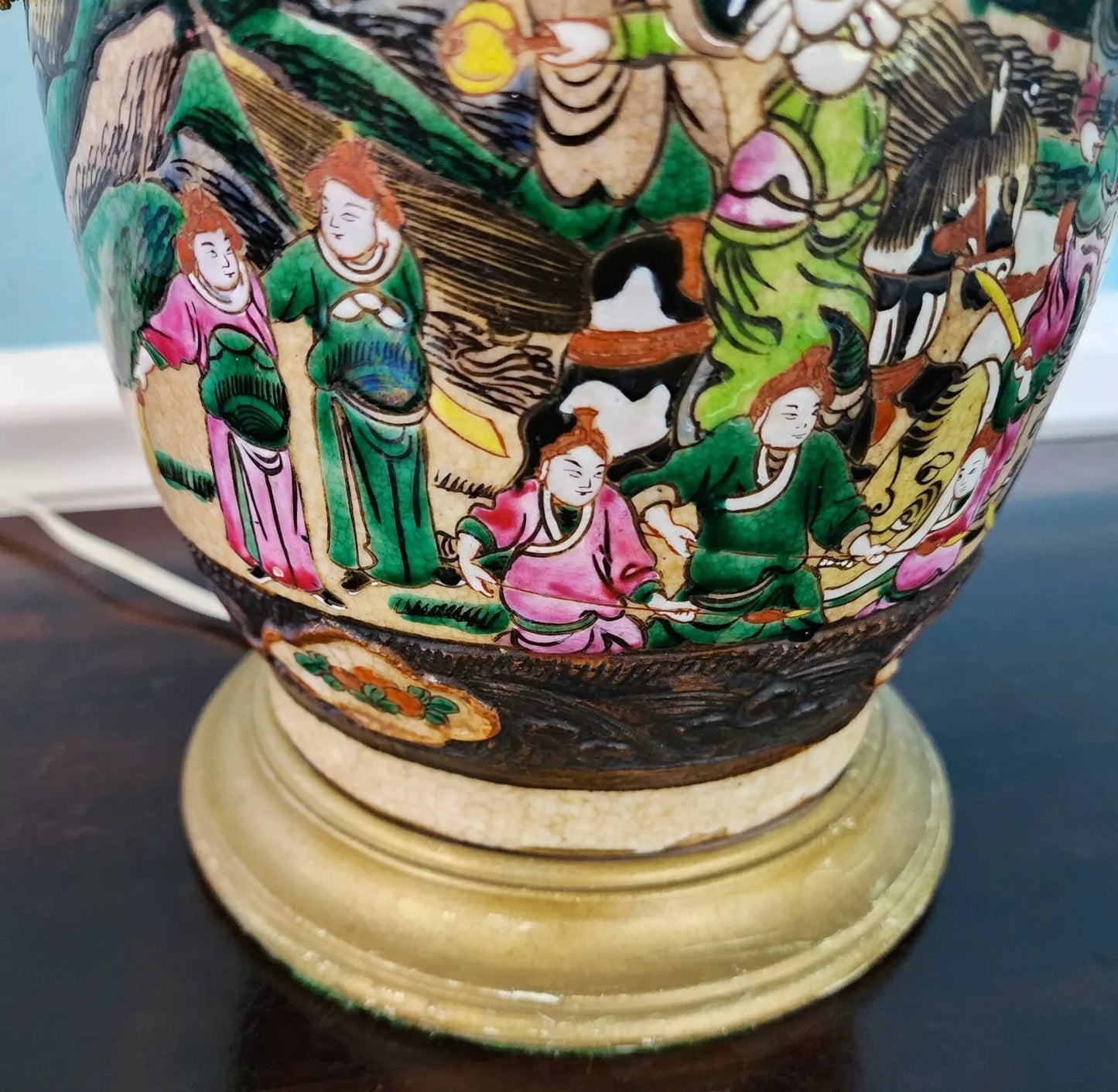 Antique Chinese Nanking Vase Lamp Qing Dynasty 19th Century