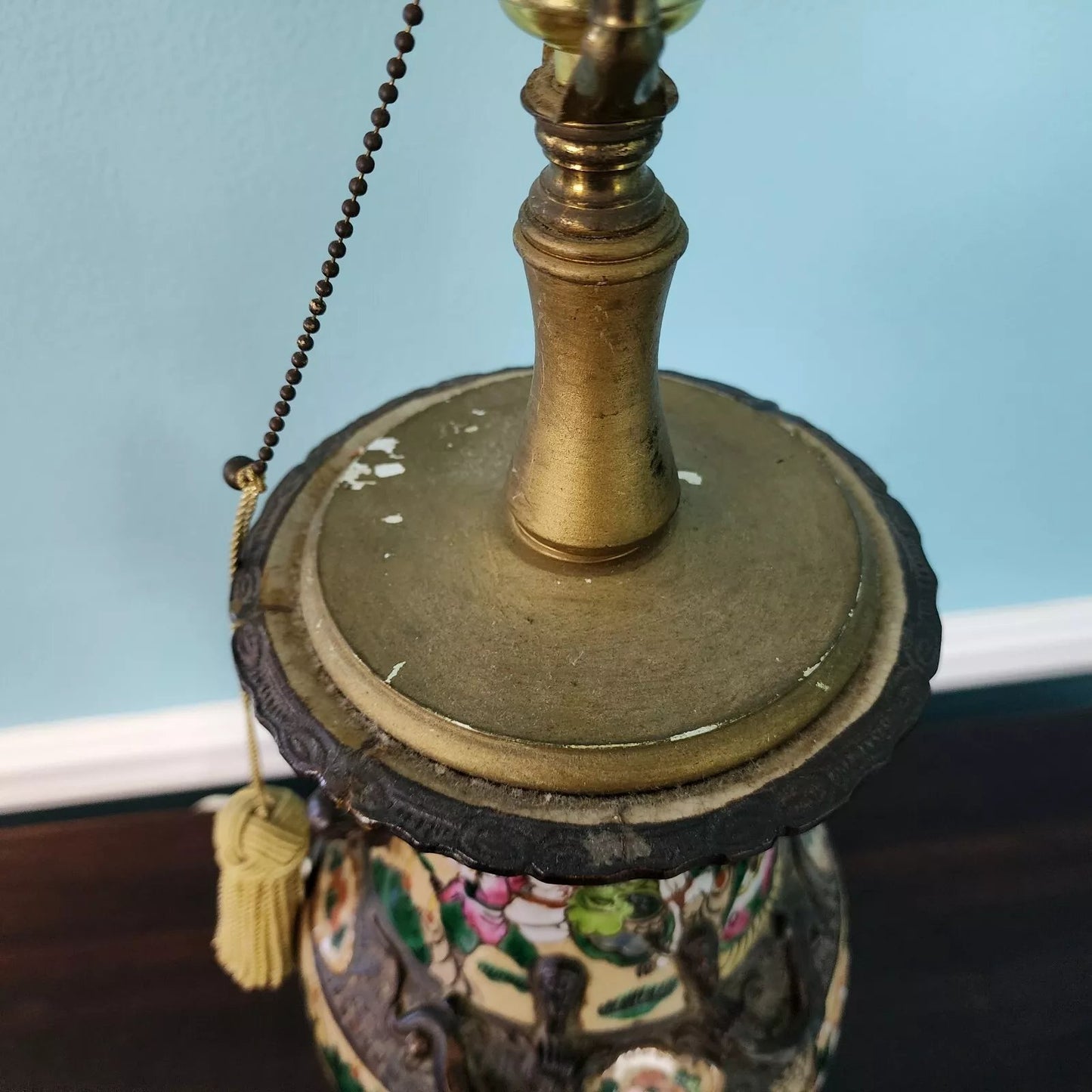 Antique Chinese Nanking Vase Lamp Qing Dynasty 19th Century