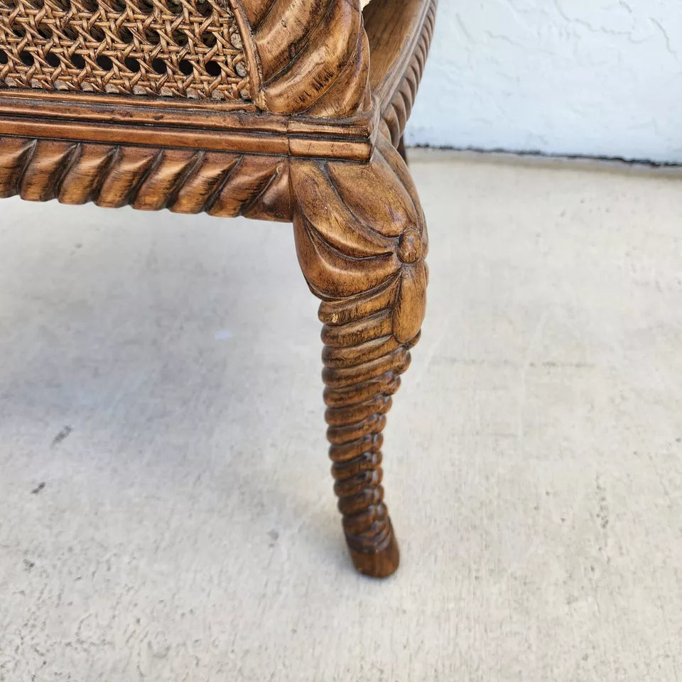 French Double Cane Wingback Chair