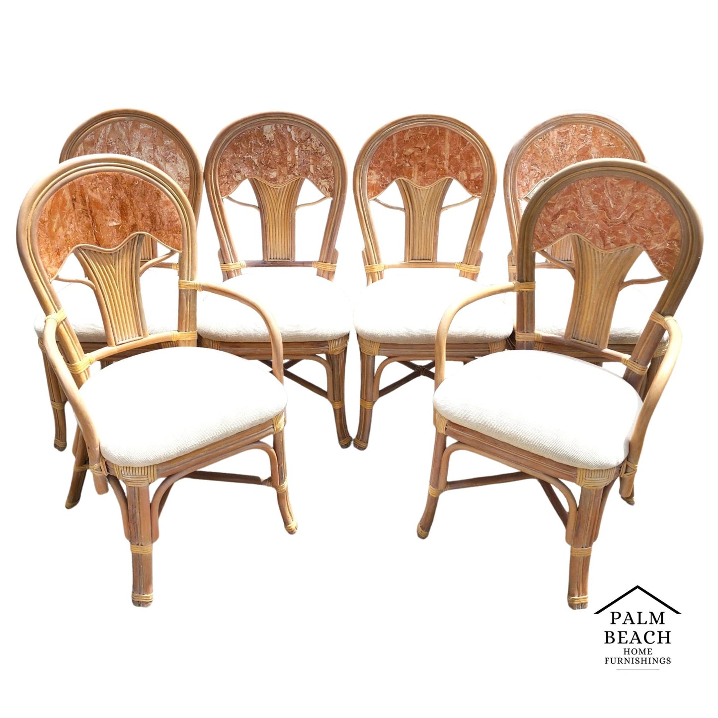 Vintage Bamboo & Tessellated Dining Chairs Set of 6
