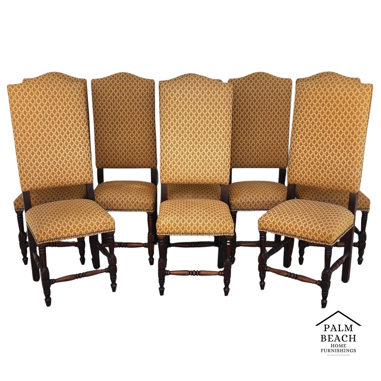 Antique English Dining Chairs High Back Set of 8