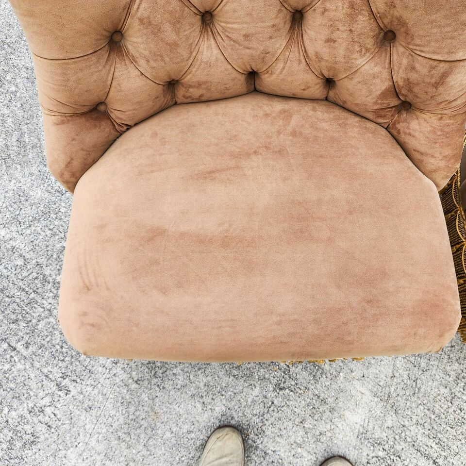 Drexel Heritage Velvet Suede Slipper Chairs Pair
