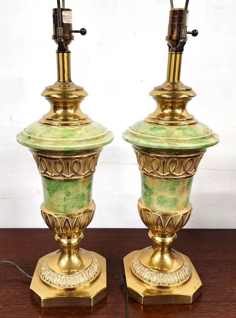 Vintage Ethan Allen Table Lamps Brass Pair