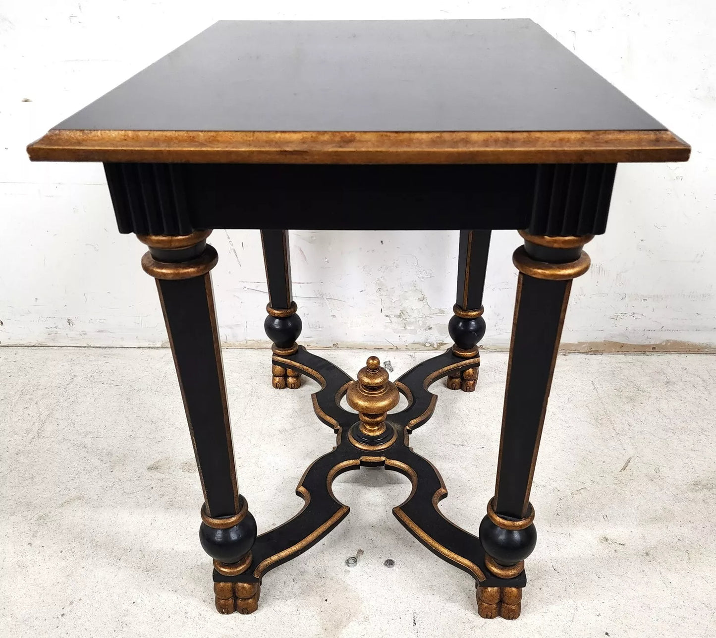 French Black Lacquered and Giltwood Table