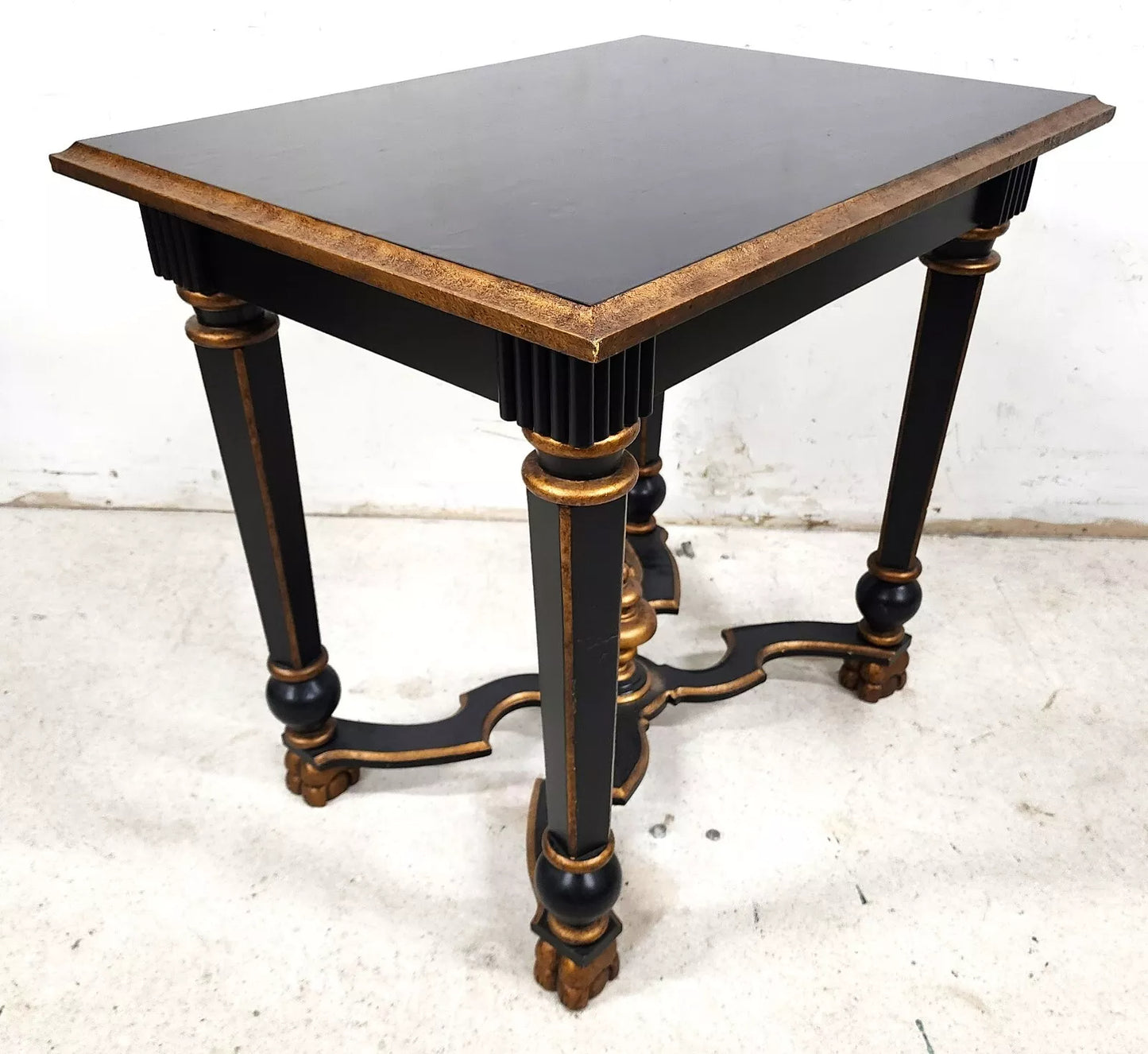 French Black Lacquered and Giltwood Table