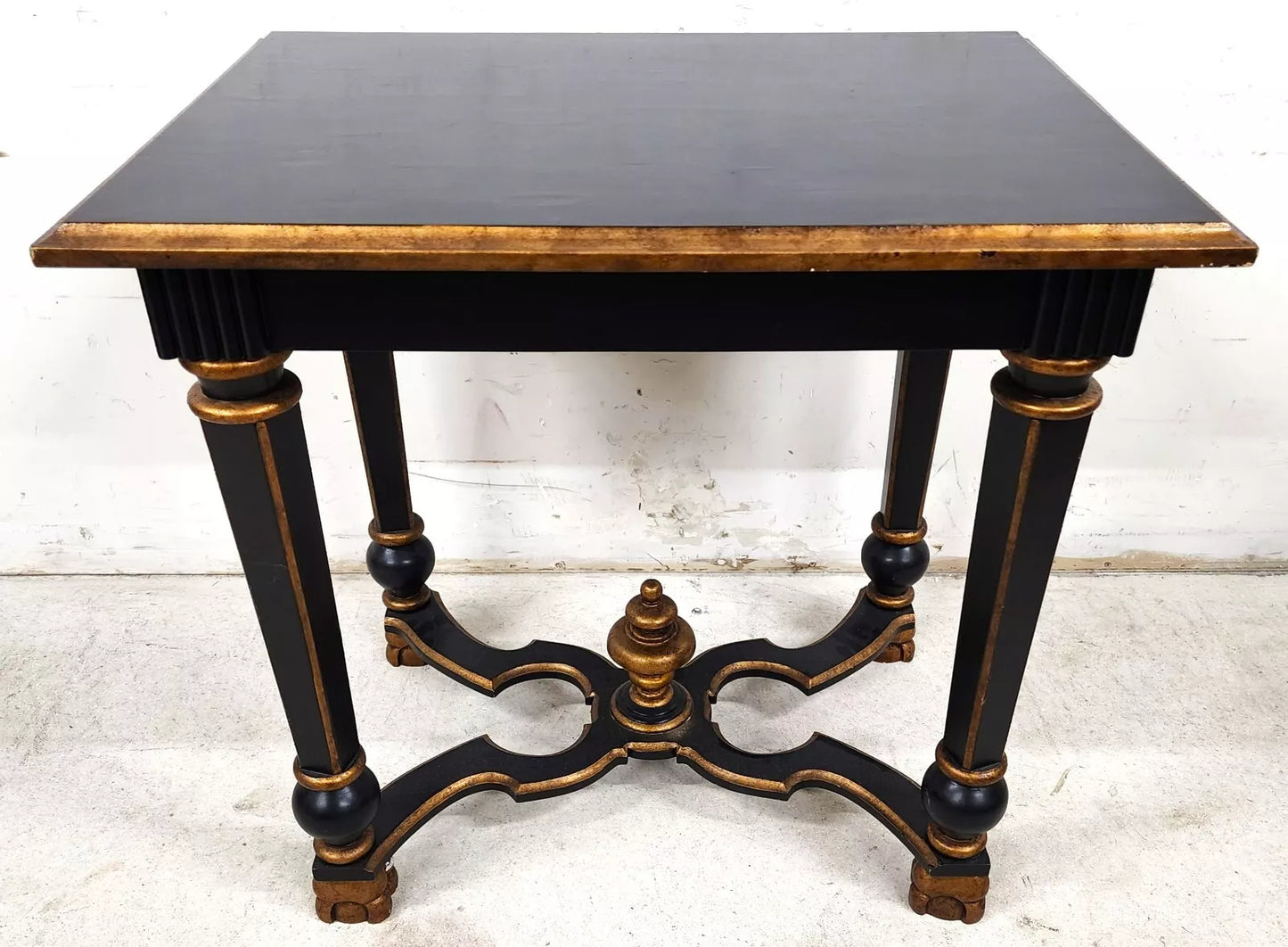 French Black Lacquered and Giltwood Table