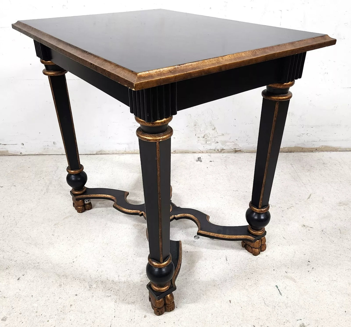 French Black Lacquered and Giltwood Table