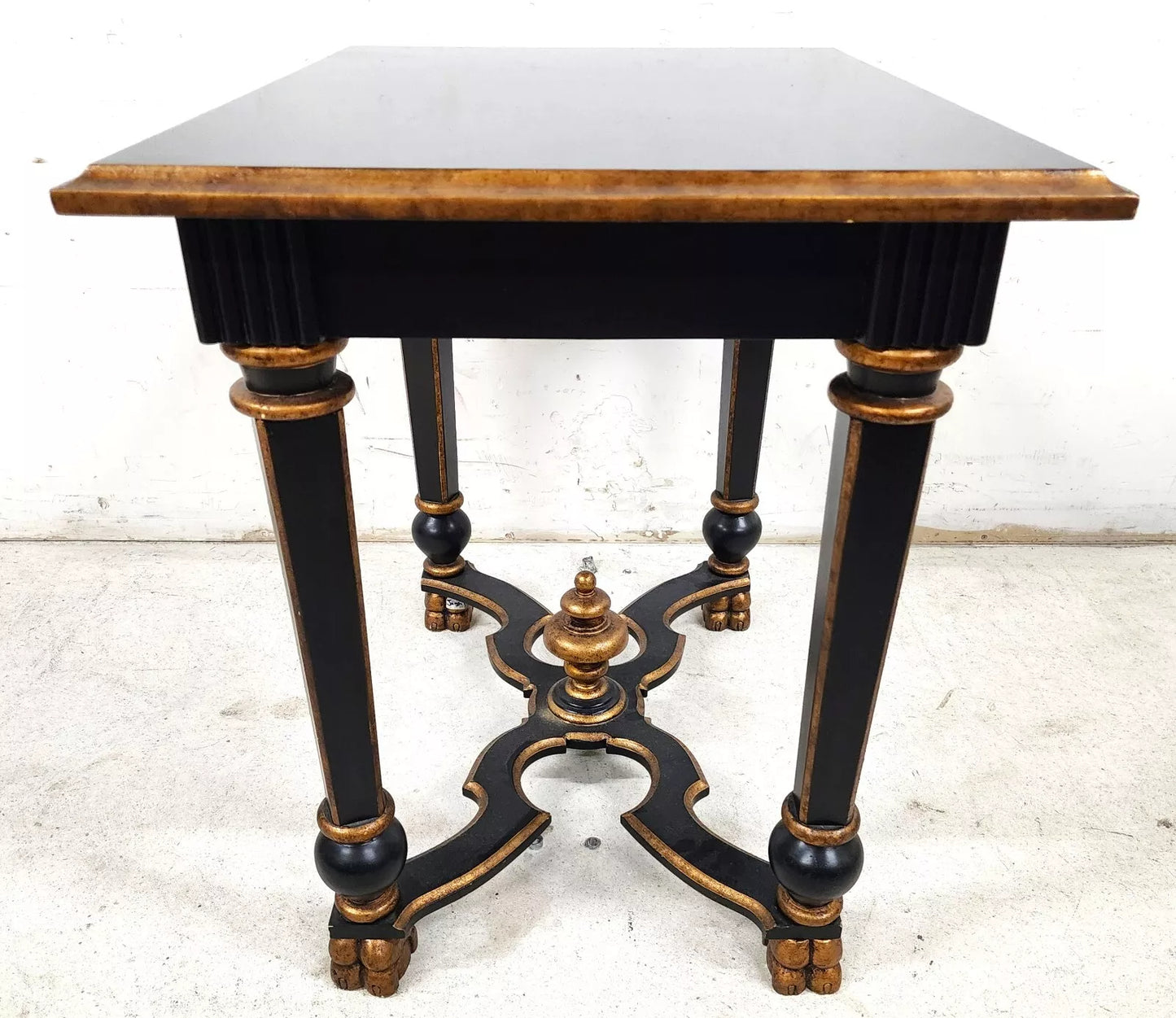 French Black Lacquered and Giltwood Table