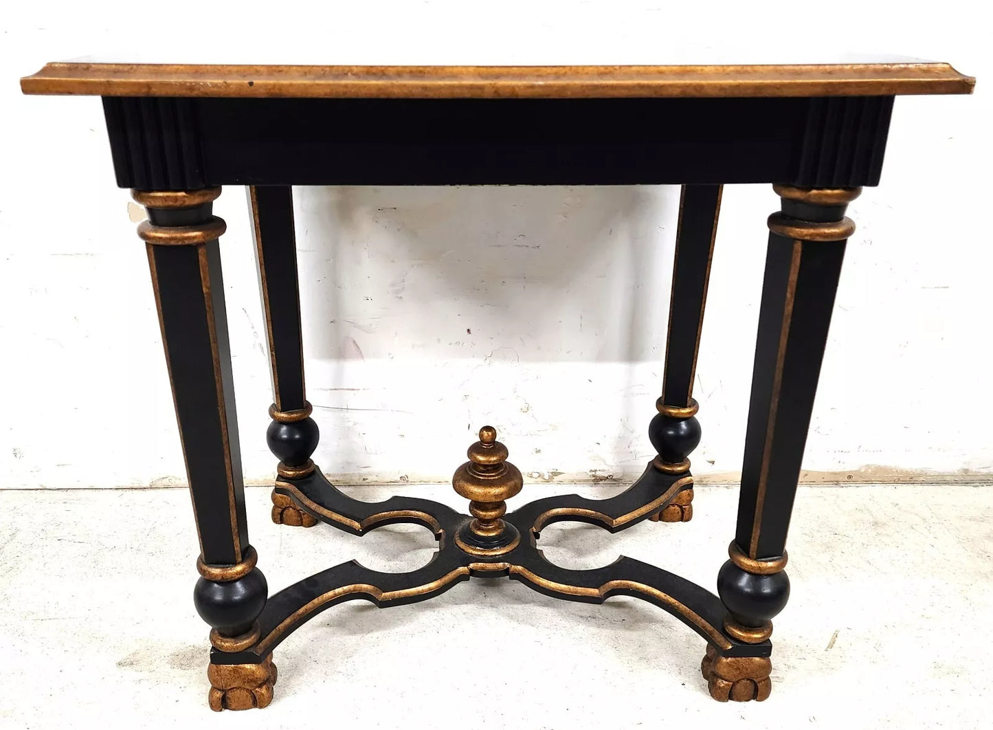 French Black Lacquered and Giltwood Table
