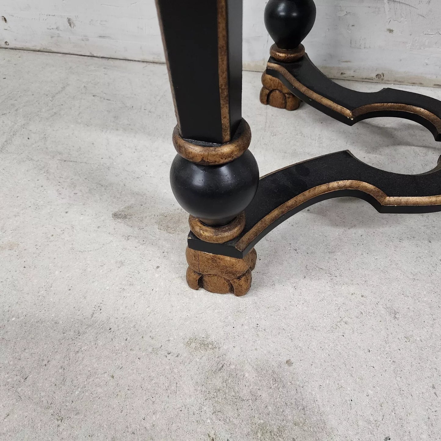 French Black Lacquered and Giltwood Table