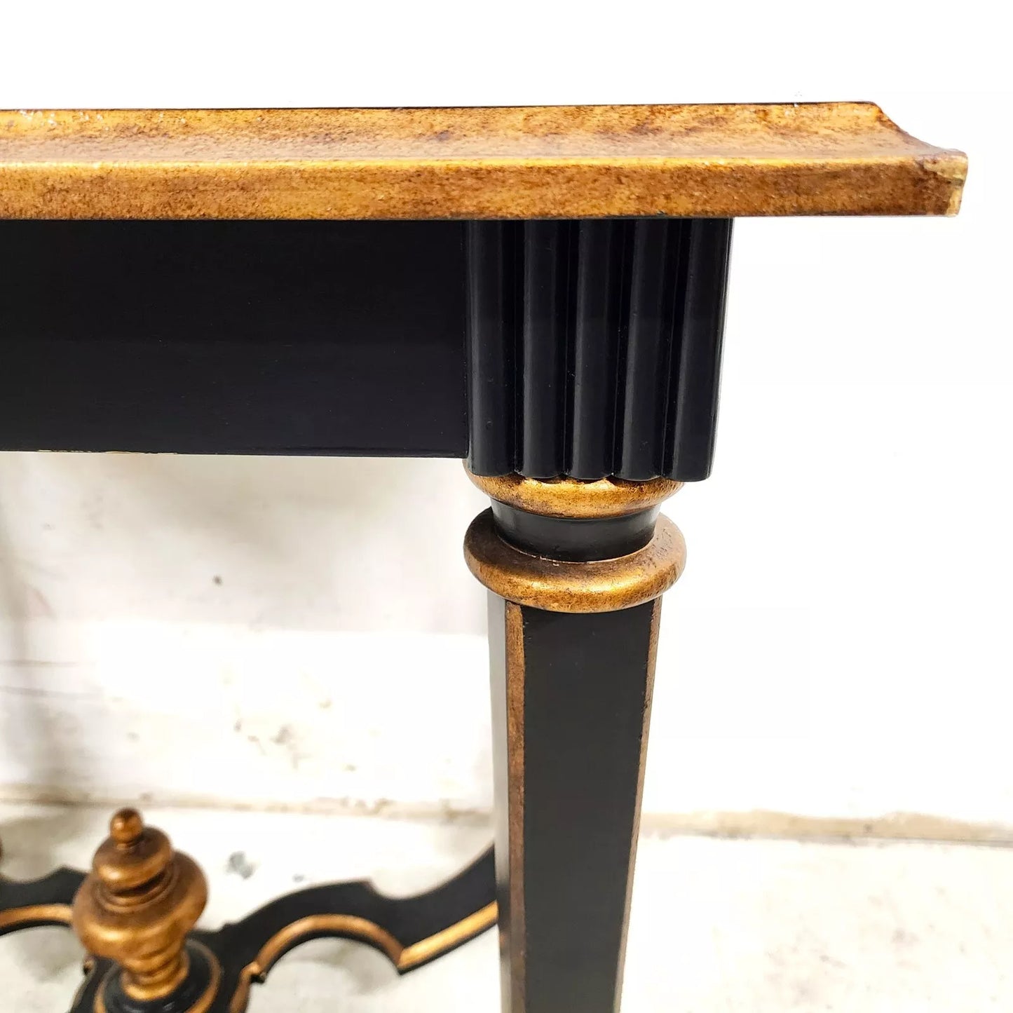 French Black Lacquered and Giltwood Table