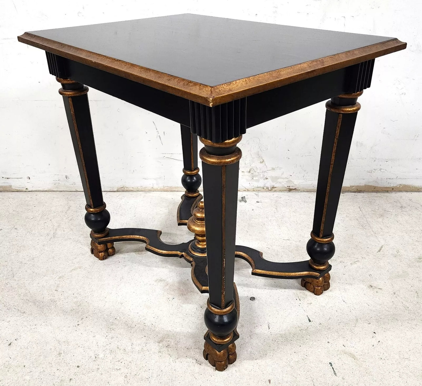 French Black Lacquered and Giltwood Table