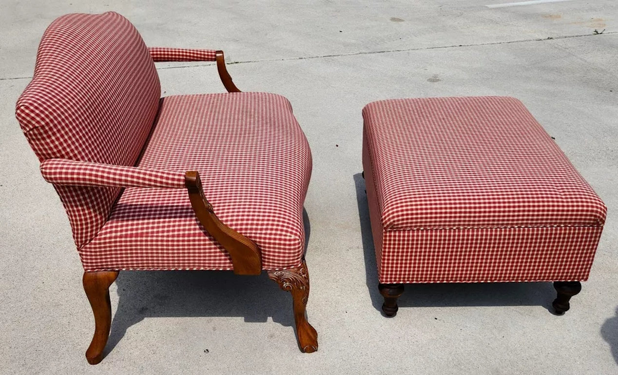 French Country Settee & Ottoman Set