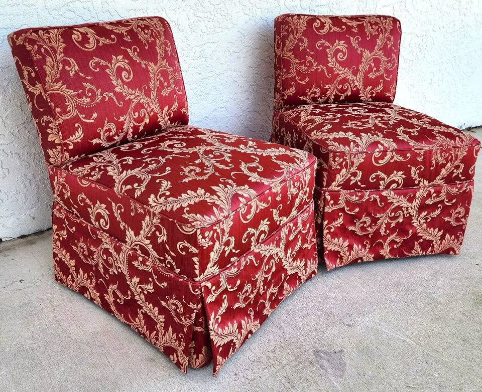 Vintage Fleur De Lys Slipper Chairs Pair