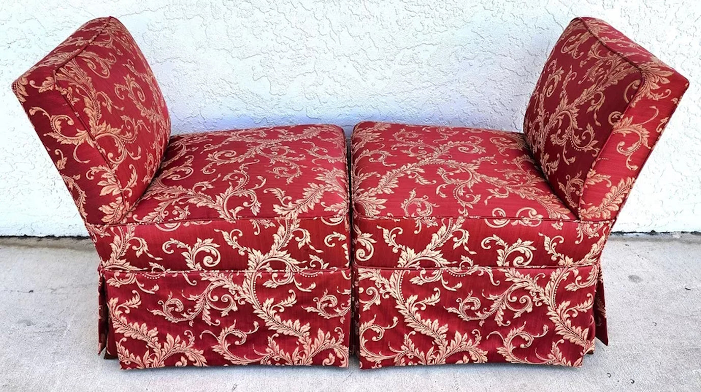Vintage Fleur De Lys Slipper Chairs Pair