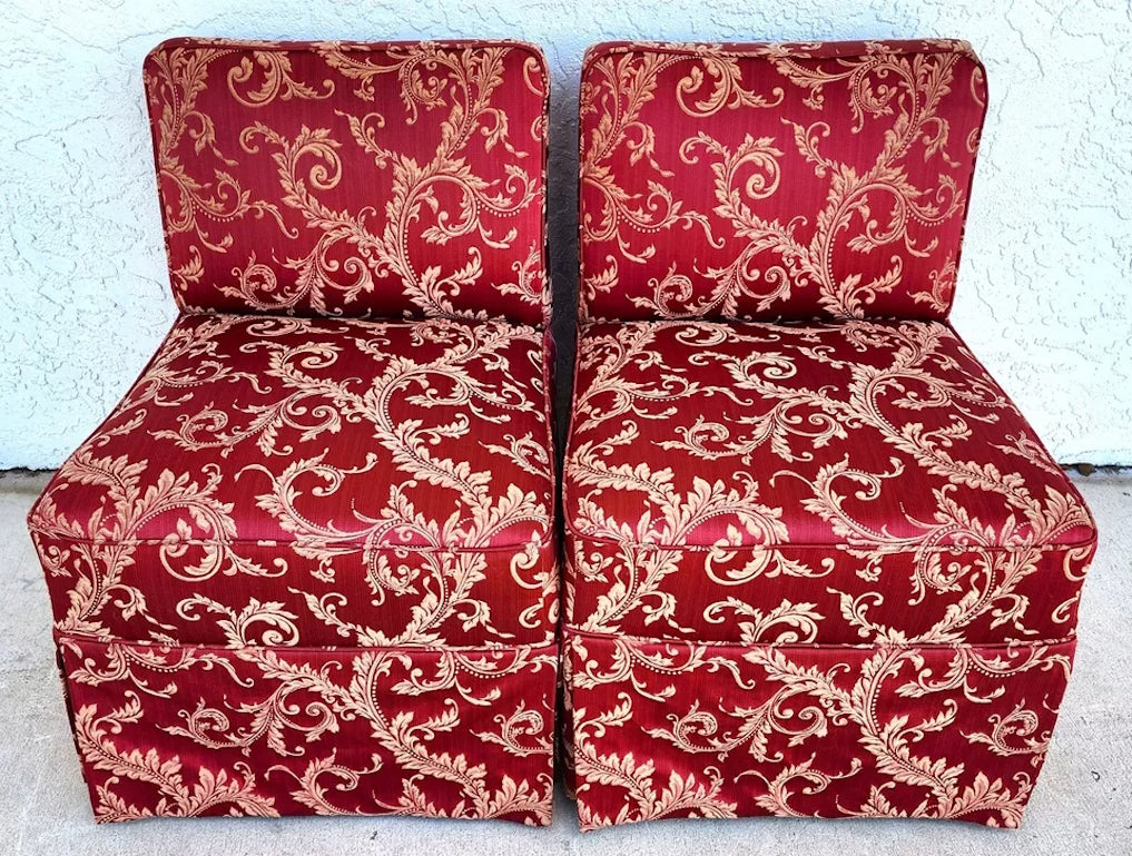 Vintage Fleur De Lys Slipper Chairs Pair