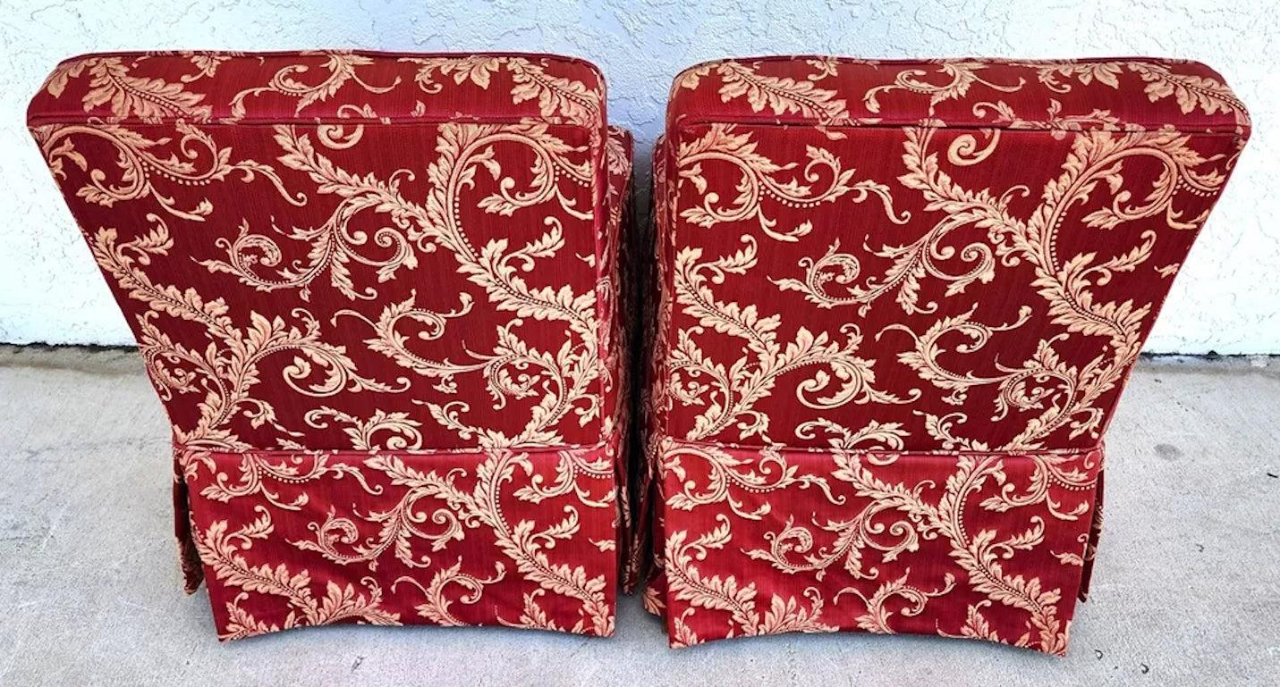 Vintage Fleur De Lys Slipper Chairs Pair