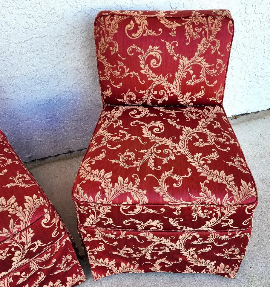 Vintage Fleur De Lys Slipper Chairs Pair