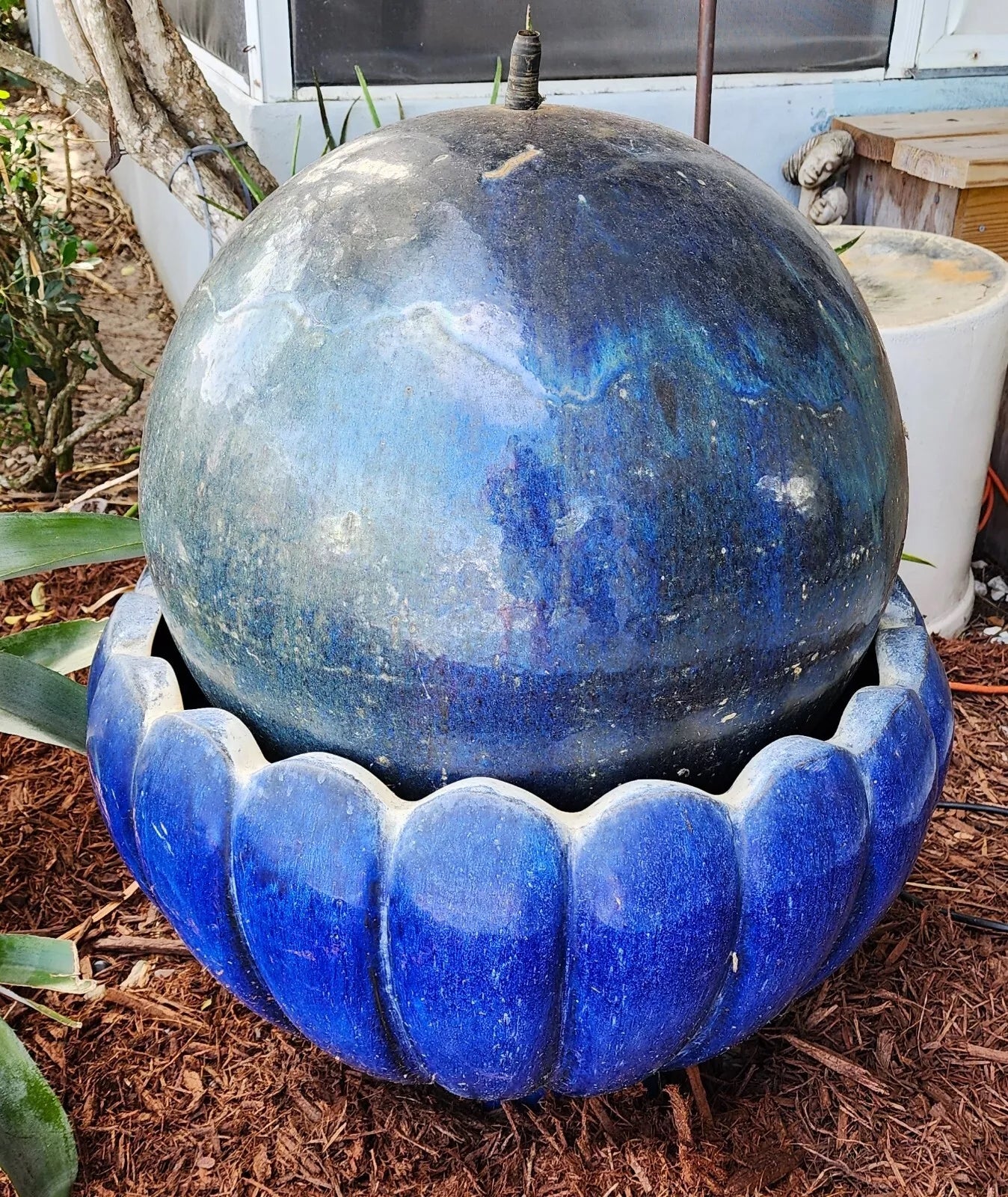 Huge Vintage Ceramic Ball Water Fountain