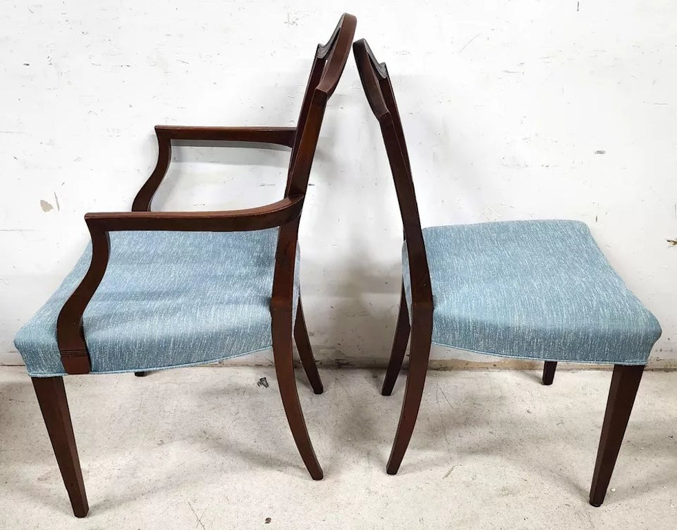 Antique Mahogany Dining Chairs Federal Hepplewhite Shield Back Set of 6