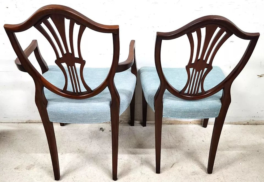 Antique Mahogany Dining Chairs Federal Hepplewhite Shield Back Set of 6