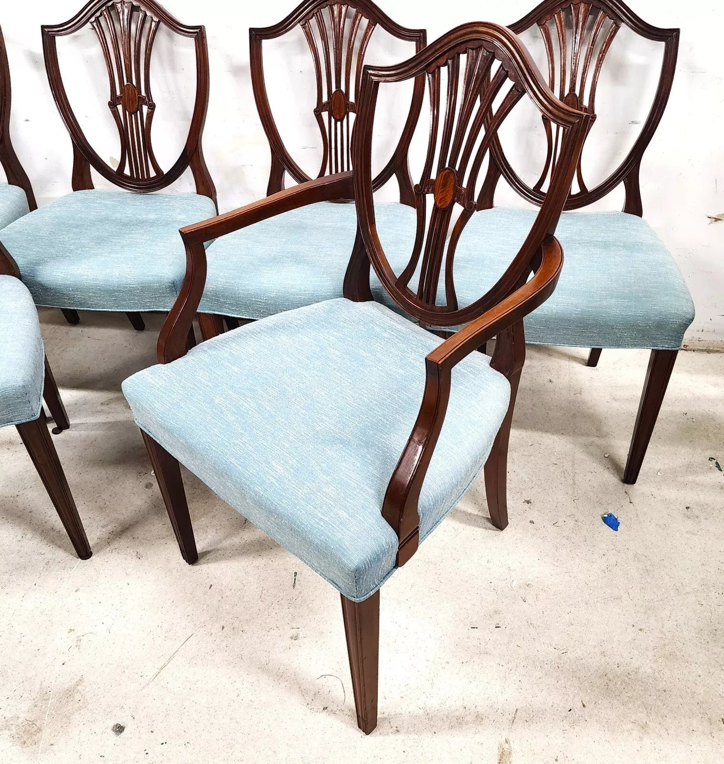 Antique Mahogany Dining Chairs Federal Hepplewhite Shield Back Set of 6