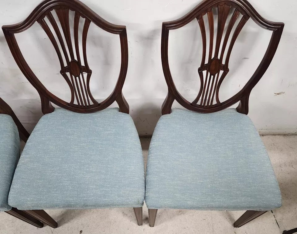 Antique Mahogany Dining Chairs Federal Hepplewhite Shield Back Set of 6