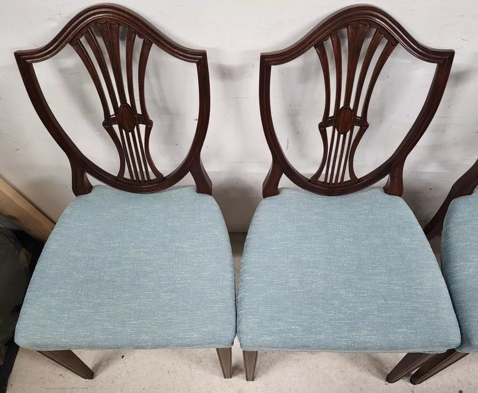 Antique Mahogany Dining Chairs Federal Hepplewhite Shield Back Set of 6