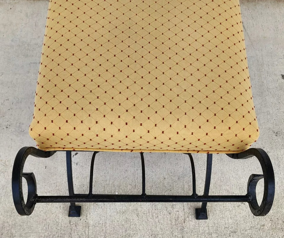 Vintage Italian Scrolled Wrought Iron Vanity Bench