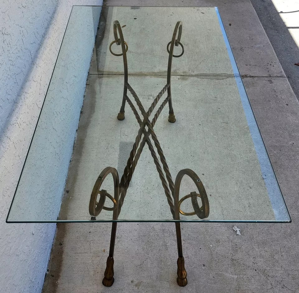 Italian Hoof Footed Iron Console Sofa Table