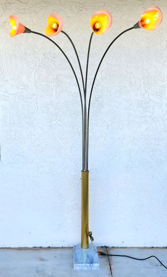 Vintage Arc Floor Lamp Italian Calla Lily