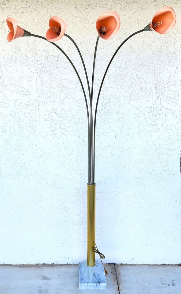 Vintage Arc Floor Lamp Italian Calla Lily