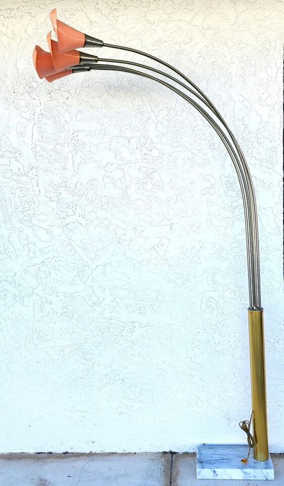 Vintage Arc Floor Lamp Italian Calla Lily