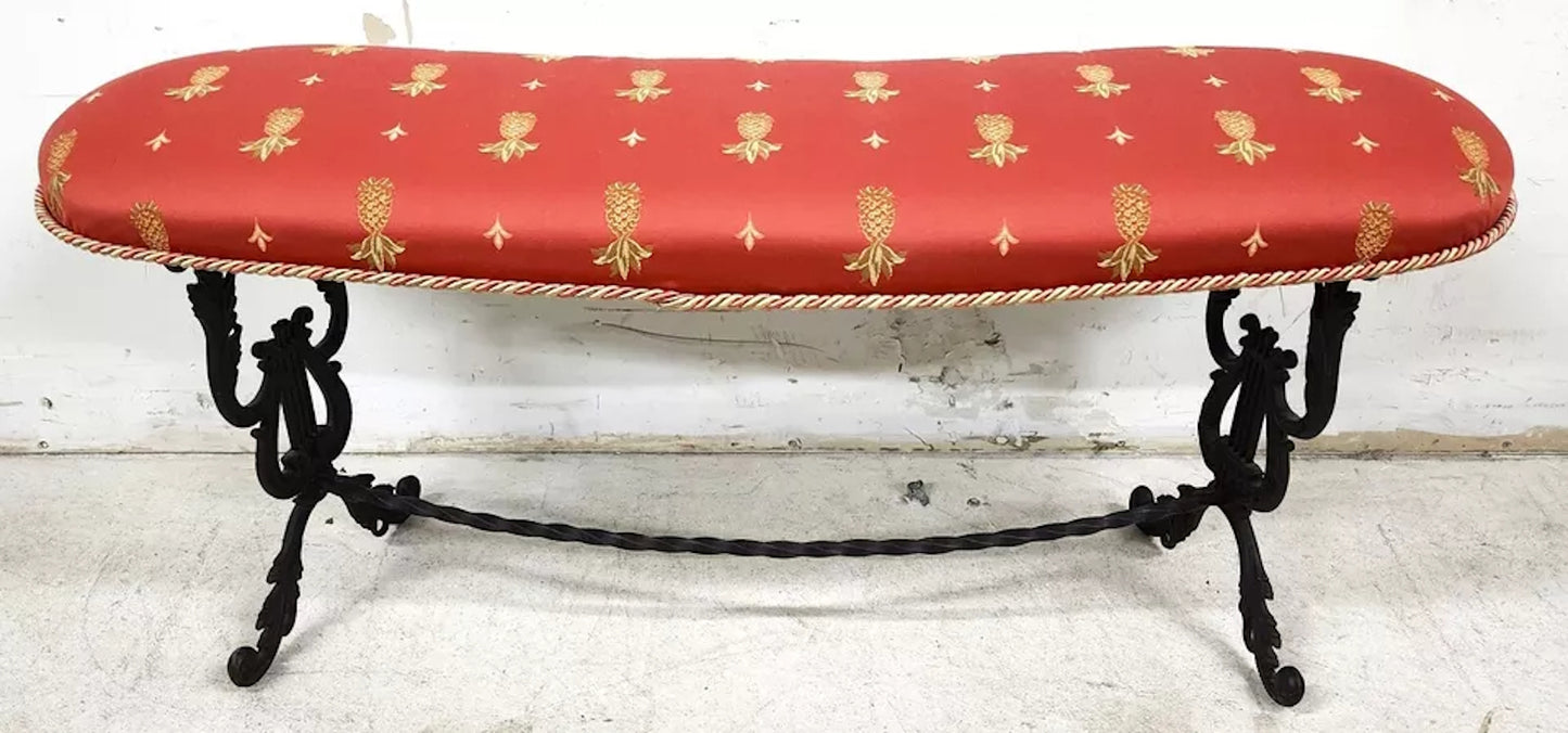 Vintage Bench Iron Lyre Pineapples