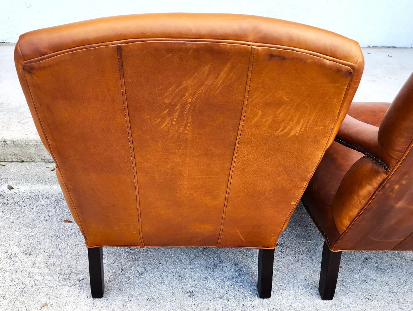 Vintage English Leather Library Chairs by Lee Industries Pair
