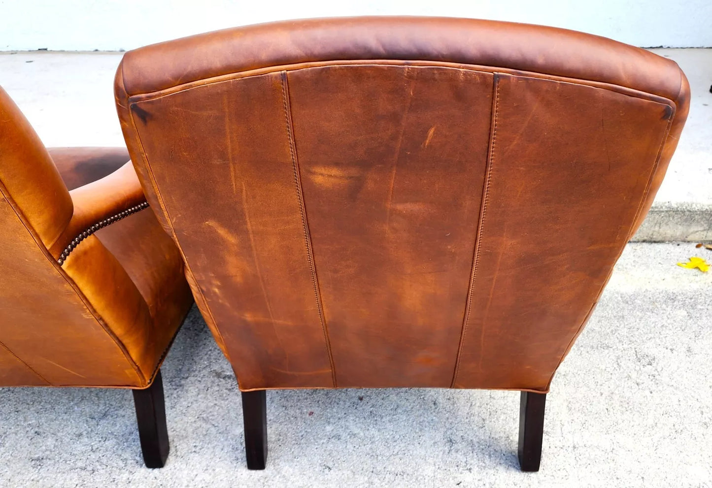 Vintage English Leather Library Chairs by Lee Industries Pair