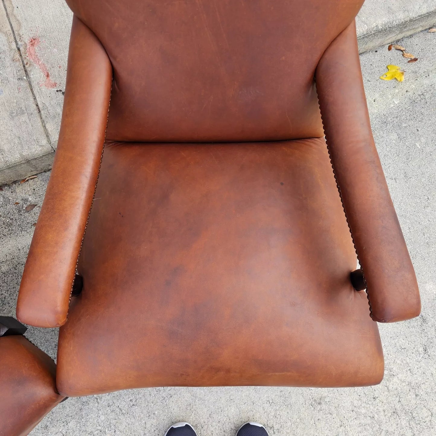 Vintage English Leather Library Chairs by Lee Industries Pair