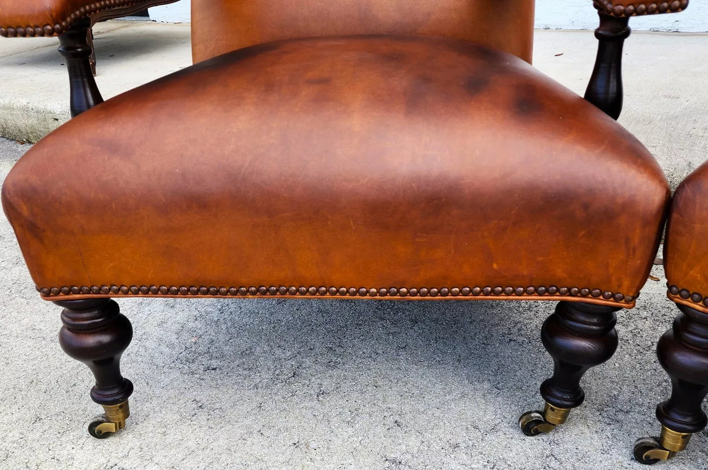 Vintage English Leather Library Chairs by Lee Industries Pair