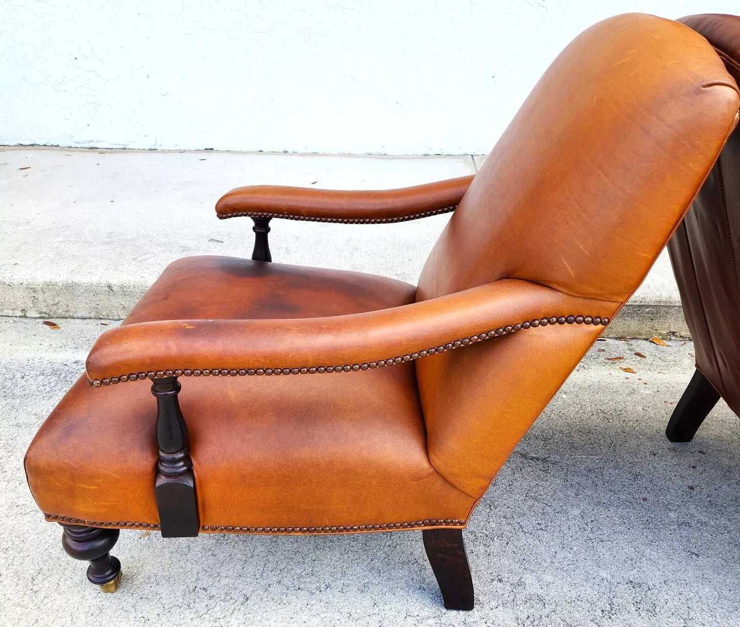 Vintage English Leather Library Chairs by Lee Industries Pair