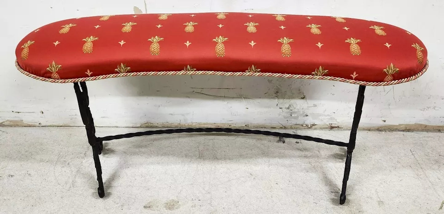 Vintage Bench Iron Lyre Pineapples