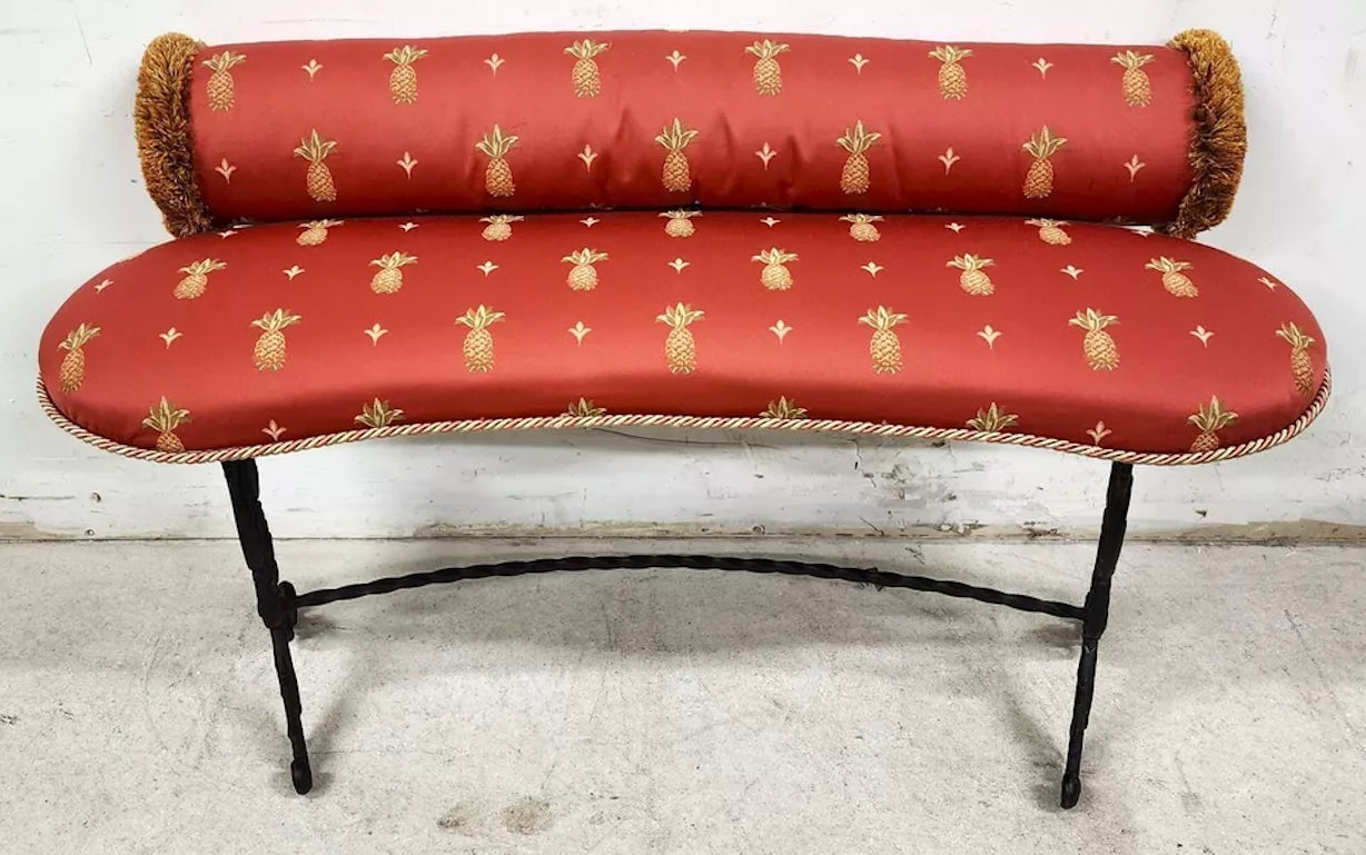 Vintage Bench Iron Lyre Pineapples