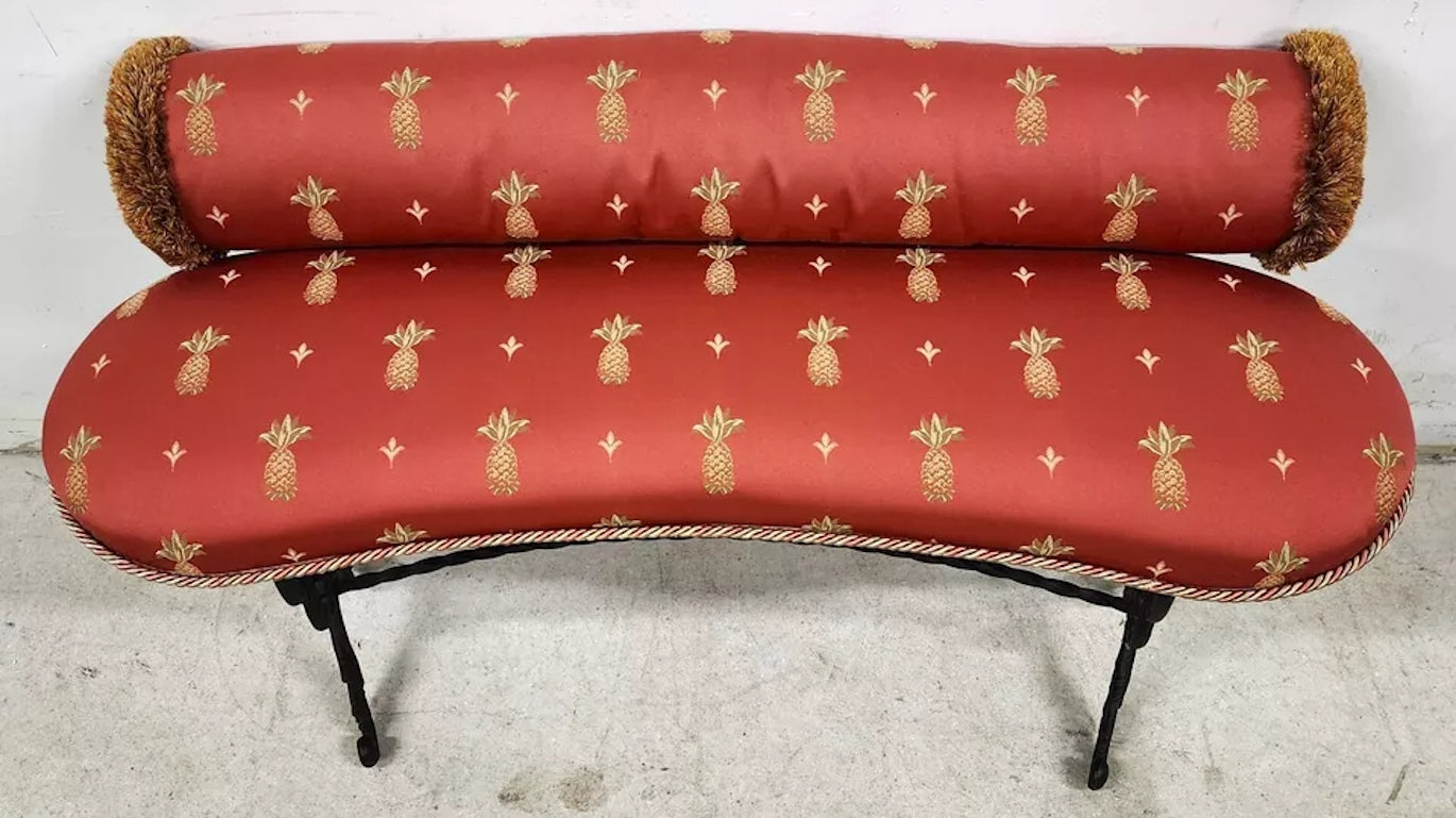 Vintage Bench Iron Lyre Pineapples