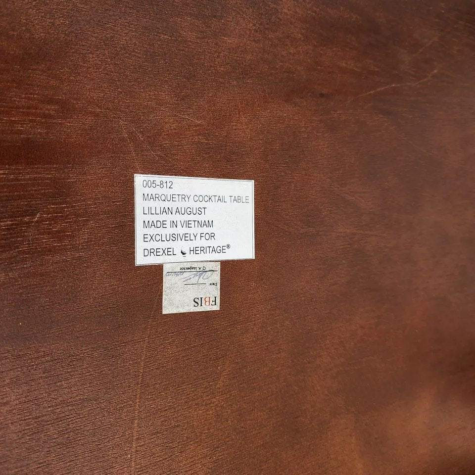 Lilian August for Drexel Coffee Table Venetian Inlayed Top