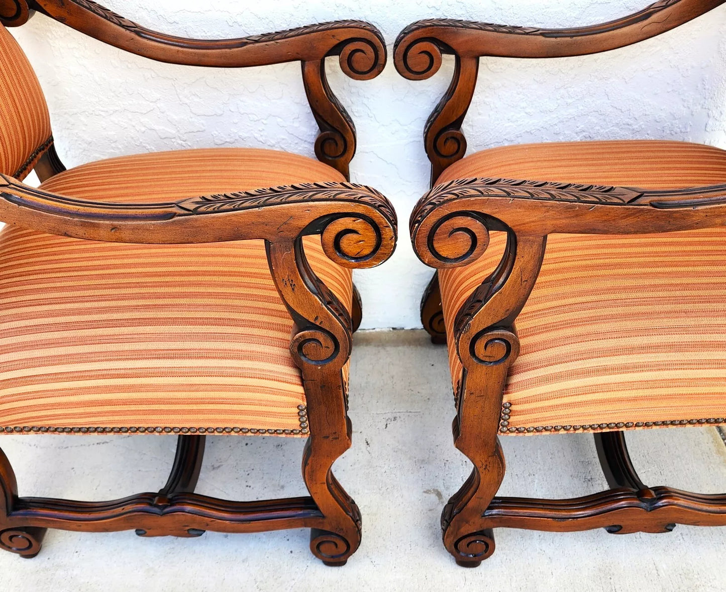 Antique Louis XIII French Os de Mouton Armchairs a Pair