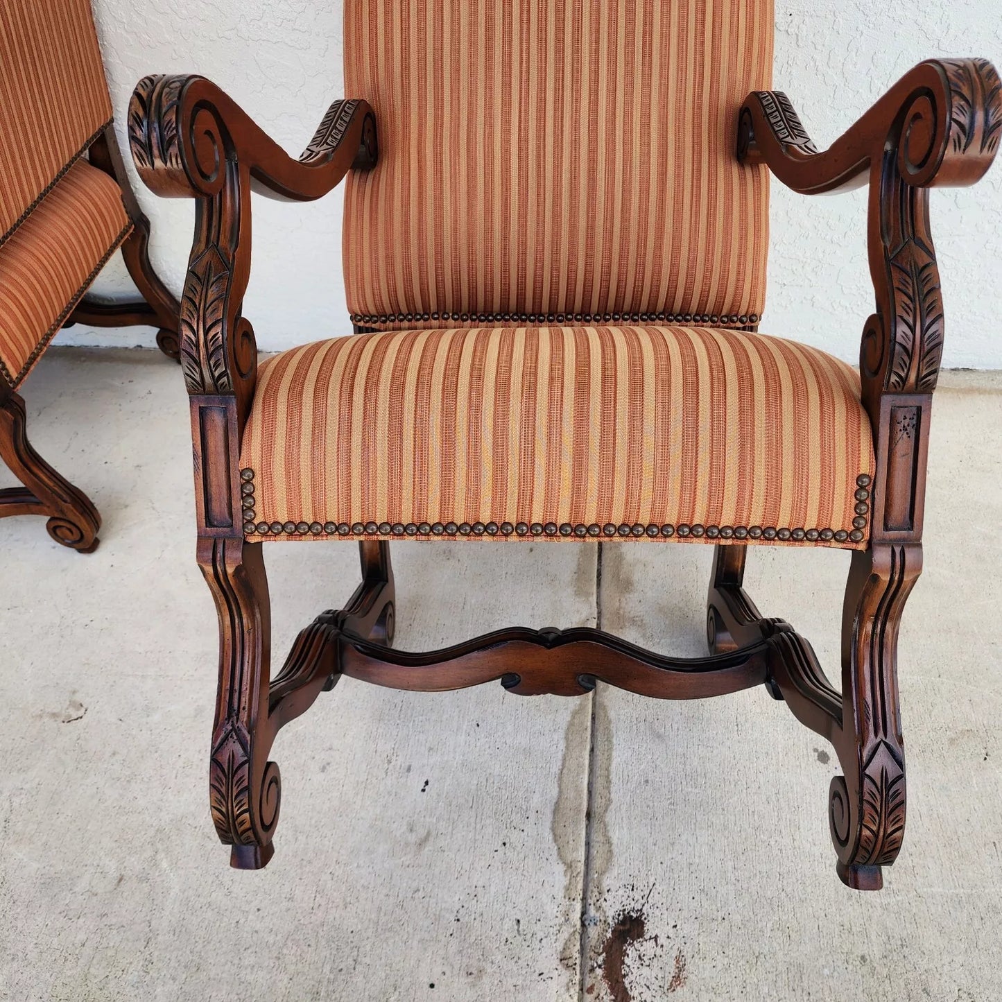 Antique Louis XIII French Os de Mouton Armchairs a Pair