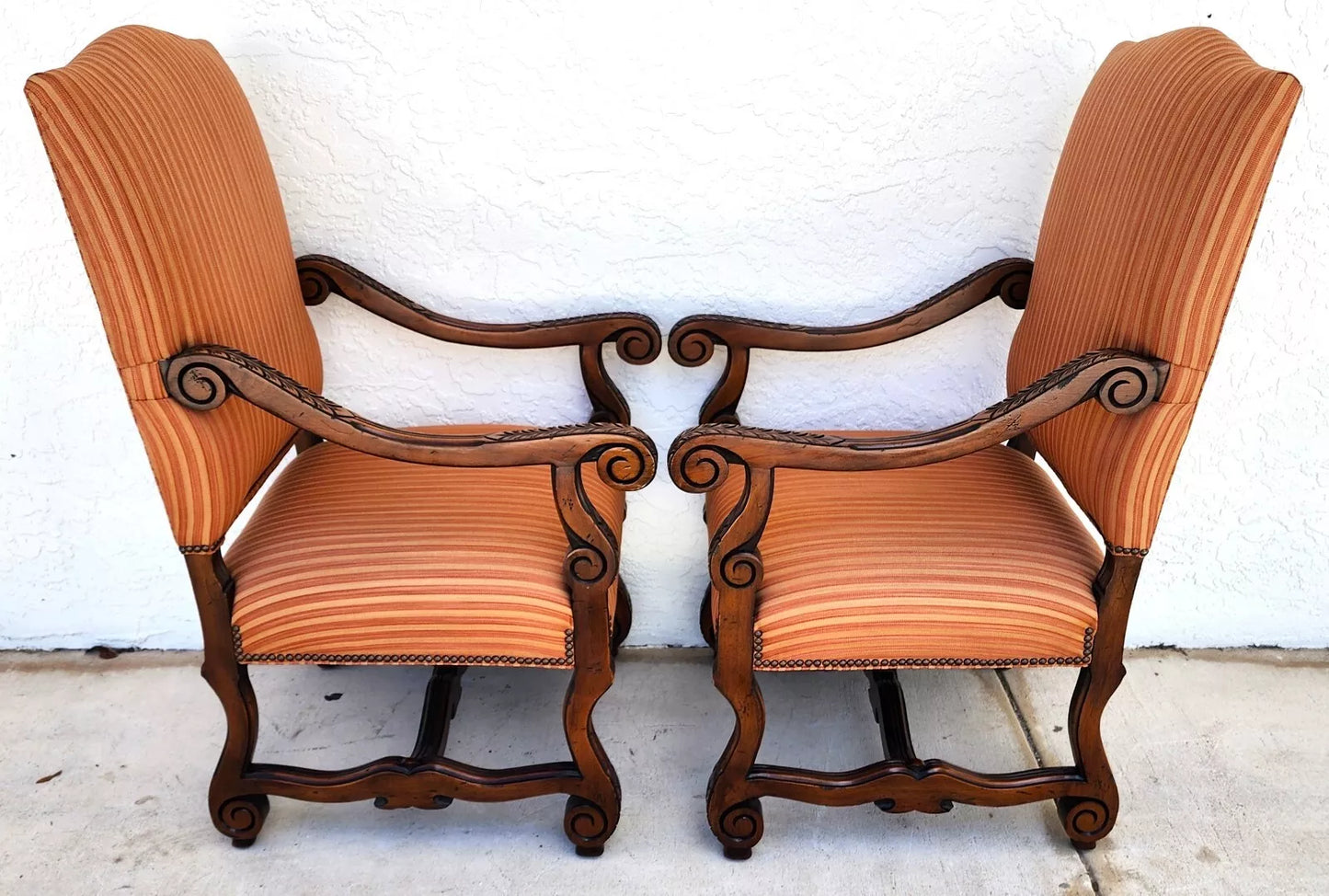 Antique Louis XIII French Os de Mouton Armchairs a Pair