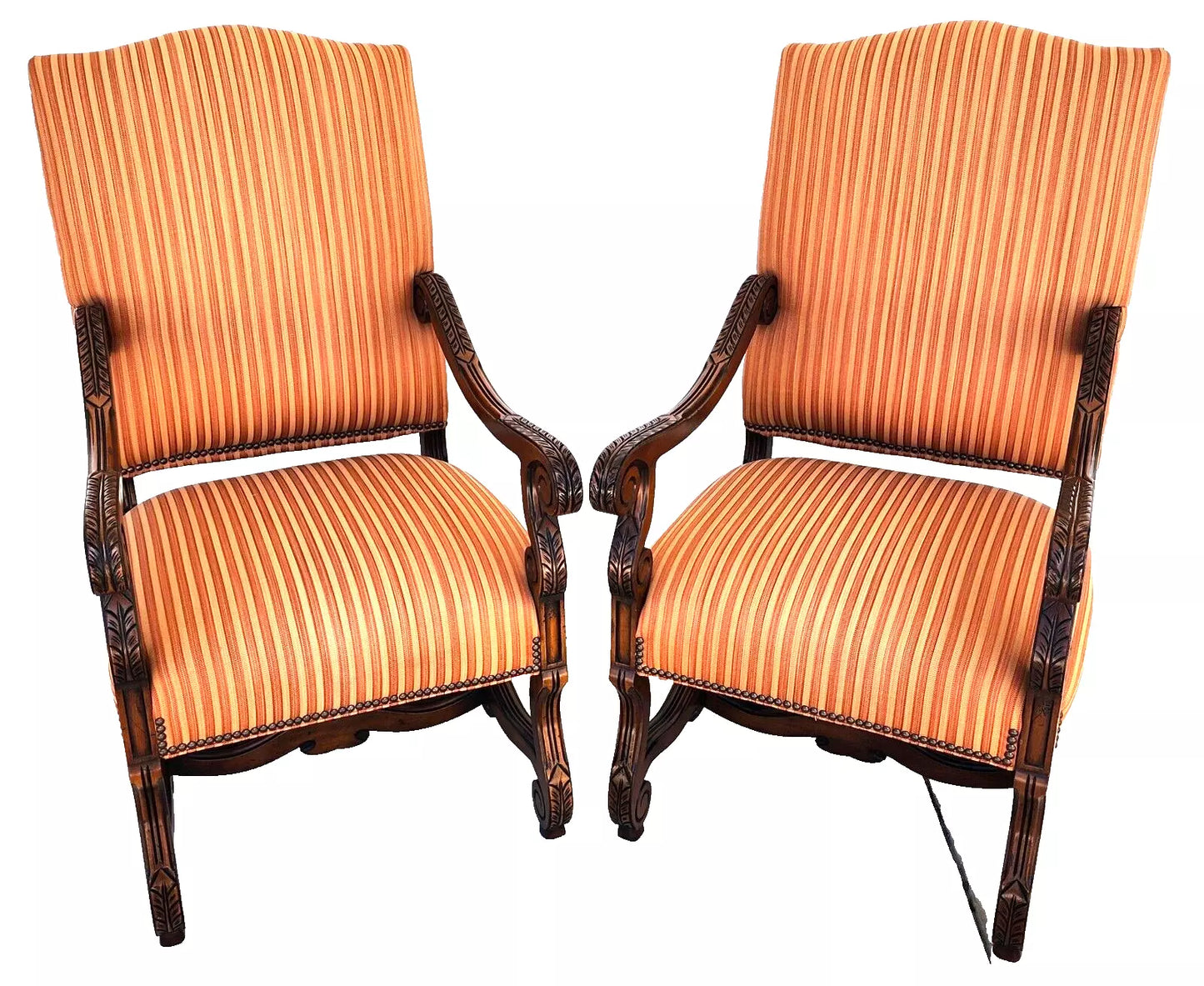 Antique Louis XIII French Os de Mouton Armchairs a Pair