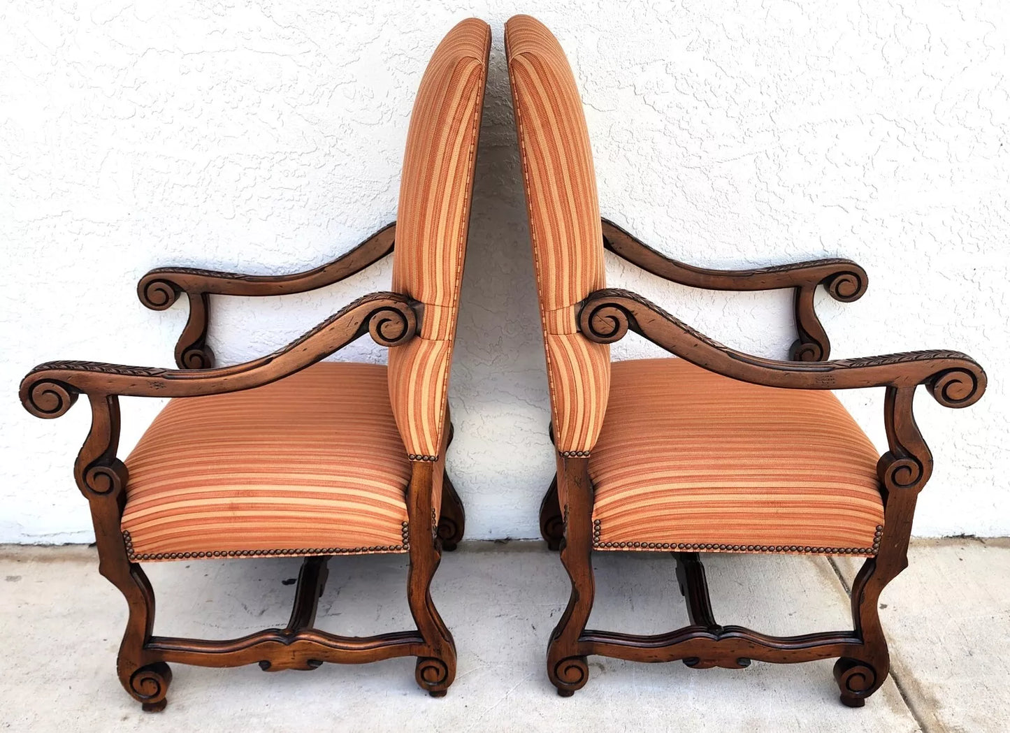 Antique Louis XIII French Os de Mouton Armchairs a Pair